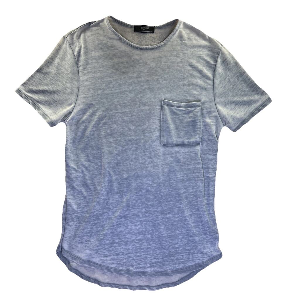 FOREVER 21 MEN Light Gray T-shirt Size Large Short Sleeve Front Pocket